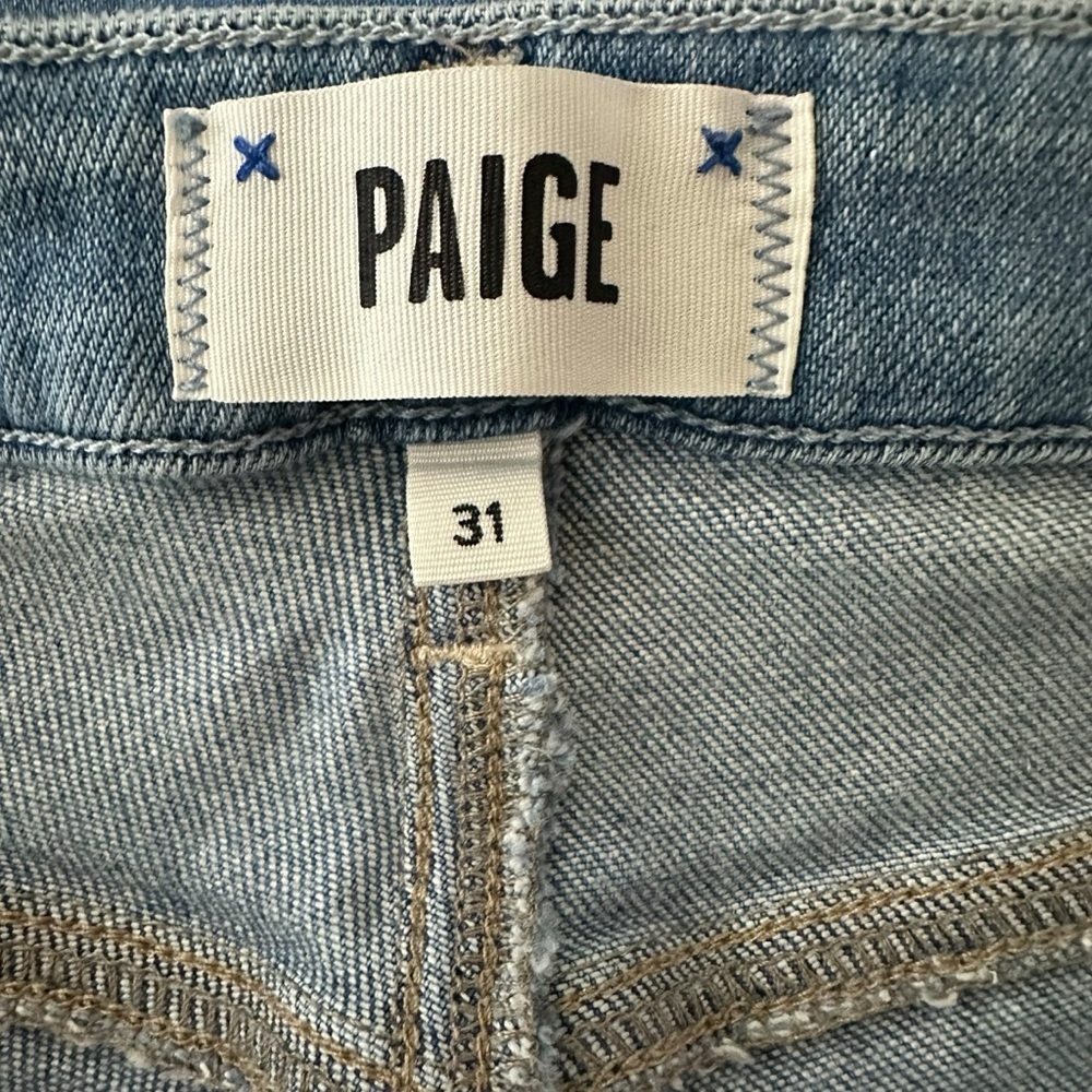 PAIGE Cheeky Ultra High Rise Skinny Jeans Destructed Swap Meet Women’s Size 31 - Picture 9 of 11